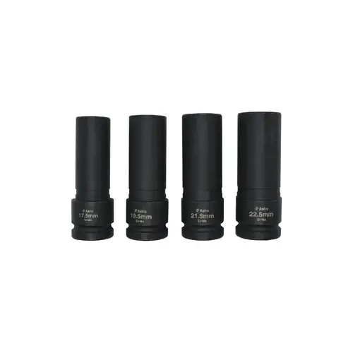 4pc 1/2" Drive 1/2 Size Thin Wall Lug Nut Socket Set - 17.5 - 22.5mm 4pc 1/2" Drive 1/2 Size Thin Wall Lug Nut Socket Set - 17.5 - 22.5mm