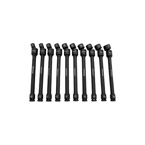 10pc 3/8" Drive 6Pt Pinless Universal Torque-Saver Impact Extension Socket Set - 10pc 3/8" Drive 6Pt Pinless Universal Torque-Saver Impact Extension Socket Set -