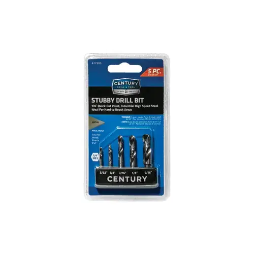 5 Piece Stubby Hex Shank Drill 5 Piece Stubby Hex Shank Drill