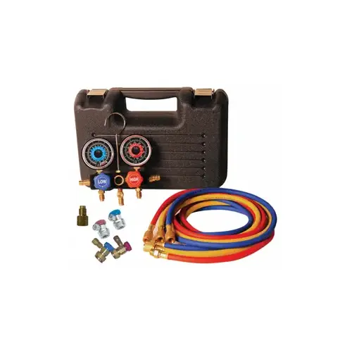 R-134A/R-1234YF DUAL MANIFOLD GAUGE SET IN CASE R-134A/R-1234YF DUAL MANIFOLD GAUGE SET IN CASE