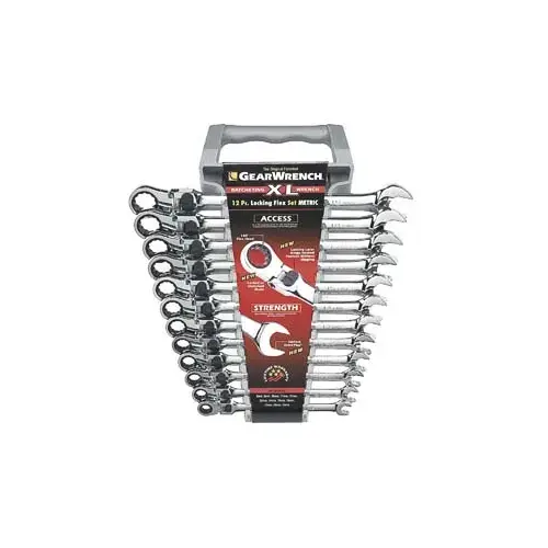 12 Piece 72-Tooth 12 Point XL Locking Flex Head Ratcheting Combination Metric Wr 12 Piece 72-Tooth 12 Point XL Locking Flex Head Ratcheting Combination Metric Wr