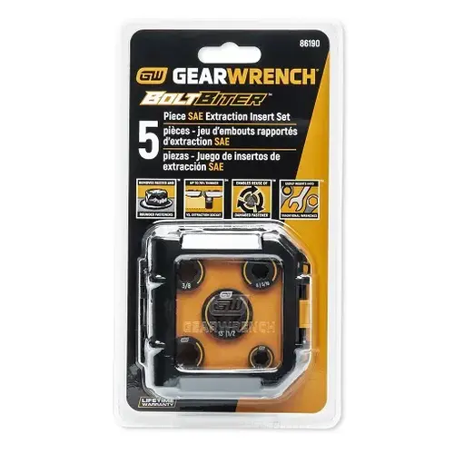 GearWrench Bolt Biter Series SAE Wrench Insert Set, Chromium Molybdenum, Manganese Phosphate GearWrench Bolt Biter Series SAE Wrench Insert Set, Chromium Molybdenum, Manganese Phosphate