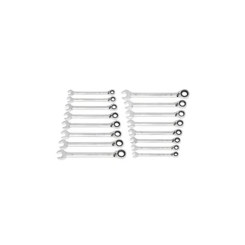 16 Piece 90-Tooth 12 Point Metric Reversible Ratcheting Wrench Set 16 Piece 90-Tooth 12 Point Metric Reversible Ratcheting Wrench Set