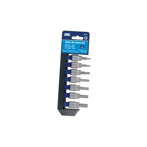 Metric Hex Bit Socket Set, 3/8" Drive, Pack of 7 Metric Hex Bit Socket Set, 3/8" Drive, Pack of 7