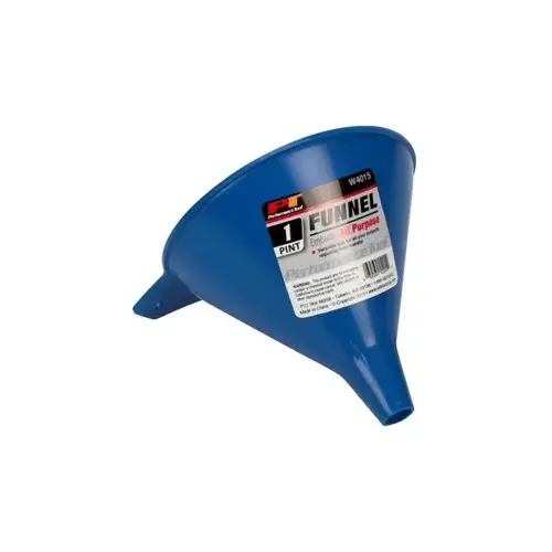 Performance Tool All-Purpose Funnel, 1 pt Capacity, Plastic, Blue Performance Tool All-Purpose Funnel, 1 pt Capacity, Plastic, Blue