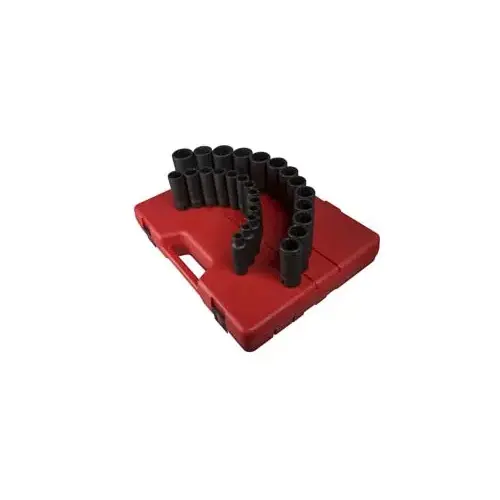 1/2 Inch Drive Metric 12 Point Deep 26 Piece Impact Socket Set 1/2 Inch Drive Metric 12 Point Deep 26 Piece Impact Socket Set