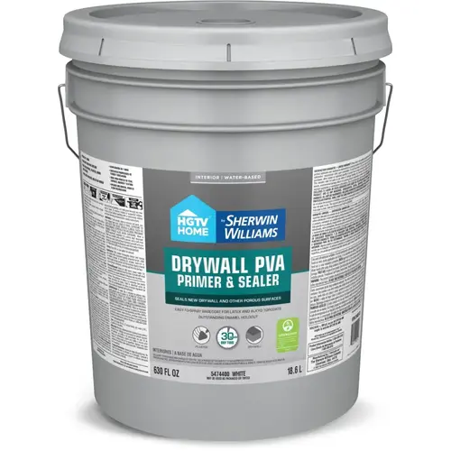 HGTV Home by Sherwin-Williams Drywall PVA Interior Water-Based Wall and Ceiling Primer, 5-Gallon HGTV Home by Sherwin-Williams Drywall PVA Interior Water-Based Wall and Ceiling Primer, 5-Gallon