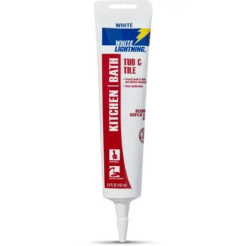 White Lightning Silicone Tub & Tile Caulk, 5.5-Oz White Latex White Lightning Silicone Tub & Tile Caulk, 5.5-Oz White Latex