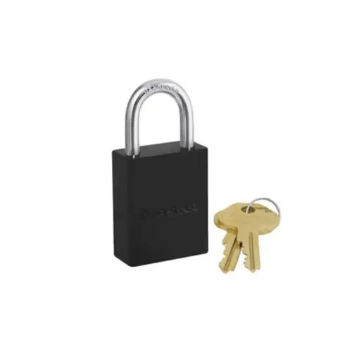 1-1/2 In. Wide Aluminum Body, 1 In. Tall 1/4 In. Diameter Hardened Boron Alloy Shackle, 5 Pin Cylinder 1-1/2 In. Wide Aluminum Body, 1 In. Tall 1/4 In. Diameter Hardened Boron Alloy Shackle, 5 Pin Cylinder