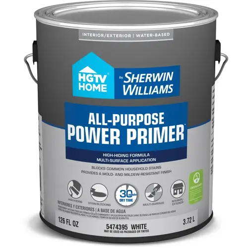 HGTV Home by Sherwin-Williams Water-Based Wall and Ceiling All-Purpose Power Primer for Interior/Exterior, 1-Gallon HGTV Home by Sherwin-Williams Water-Based Wall and Ceiling All-Purpose Power Primer for Interior/Exterior, 1-Gallon