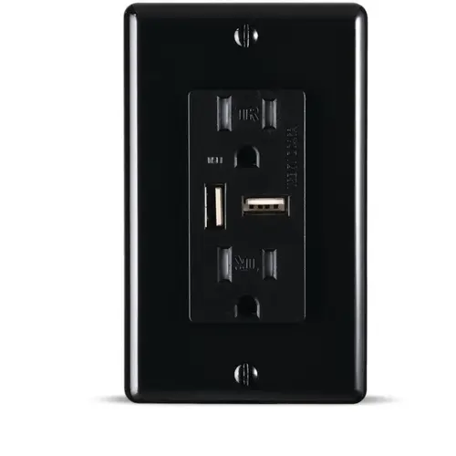 Faith 15 Amp USB Type A Receptacle Black, 2pk, USB46-BK-02 - pack of 2 Faith 15 Amp USB Type A Receptacle Black, 2pk, USB46-BK-02 - pack of 2