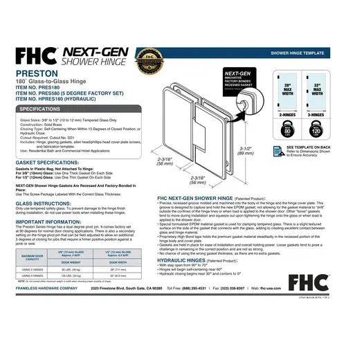 Hydraulic Series Preston Beveled Glass-to-Glass 180 Degree Hinge - Brushed Bronze Hydraulic Series Preston Beveled Glass-to-Glass 180 Degree Hinge - Brushed Bronze