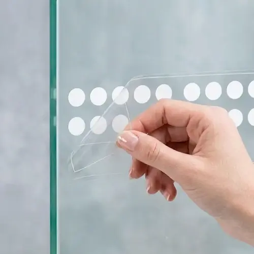 Glass Safety Decal Pattern - Solid Dots - White On Clear - 10 per Roll 7379 Glass Safety Decal Pattern - Solid Dots - White On Clear - 10 per Roll 7379