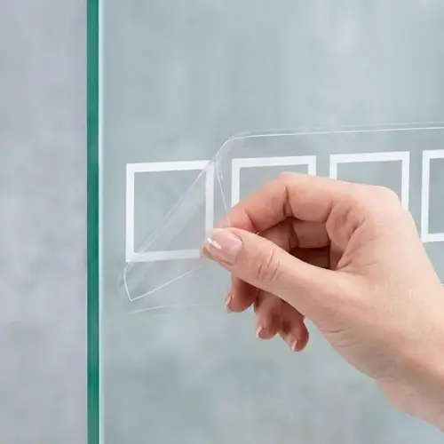 Glass Safety Decal Pattern - Hollow Squares - White On Clear - 10 per Roll 7379 Glass Safety Decal Pattern - Hollow Squares - White On Clear - 10 per Roll 7379