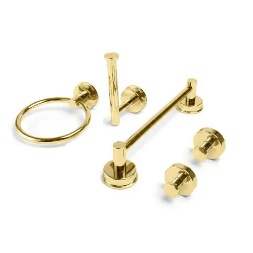 No-Drill 5-Piece Bathroom Set (Round) - Polished Brass No-Drill 5-Piece Bathroom Set (Round) - Polished Brass