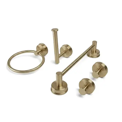 No-Drill 5-Piece Bathroom Set (Round) - Brushed Bronze No-Drill 5-Piece Bathroom Set (Round) - Brushed Bronze