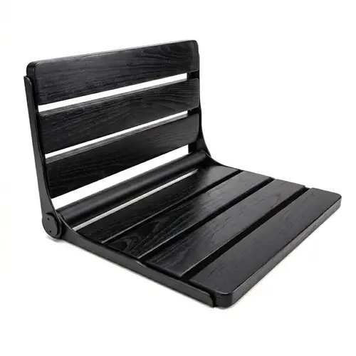 Wall Mount Folding Shower Seat - Black Wood - 14" - x 16" - x 11" - Matte Black Wall Mount Folding Shower Seat - Black Wood - 14" - x 16" - x 11" - Matte Black
