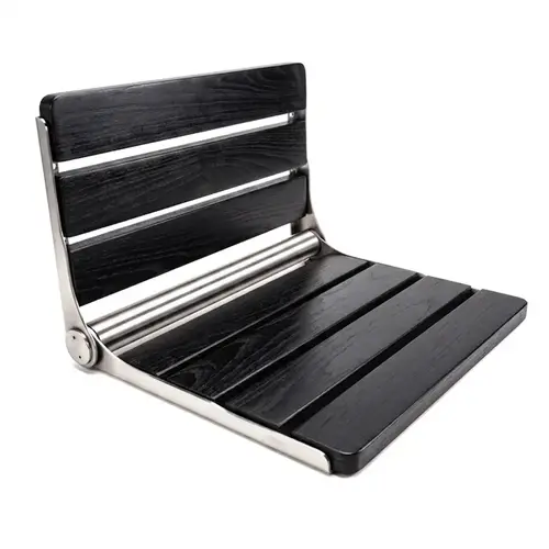 Wall Mount Folding Shower Seat - Black Wood - 14" - x 16" - x 11" - Brushed Stainless Wall Mount Folding Shower Seat - Black Wood - 14" - x 16" - x 11" - Brushed Stainless