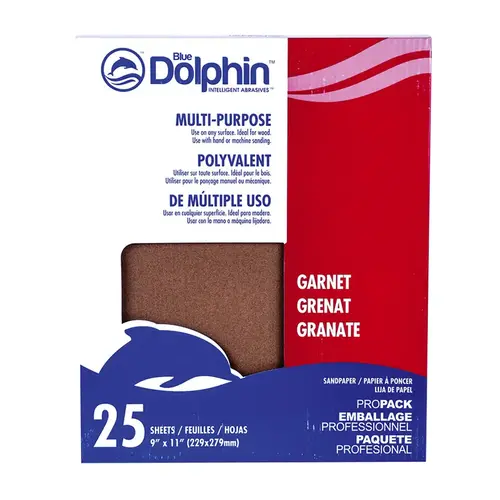 Dolphin Garnet 220 Grit Fine Sandpaper - pack of 25 Dolphin Garnet 220 Grit Fine Sandpaper - pack of 25