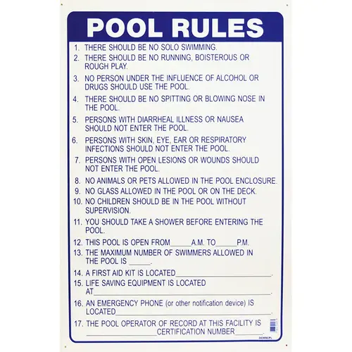 Poolstyle Pool Rules Sign 24" x 36" Poolstyle Pool Rules Sign 24" x 36"