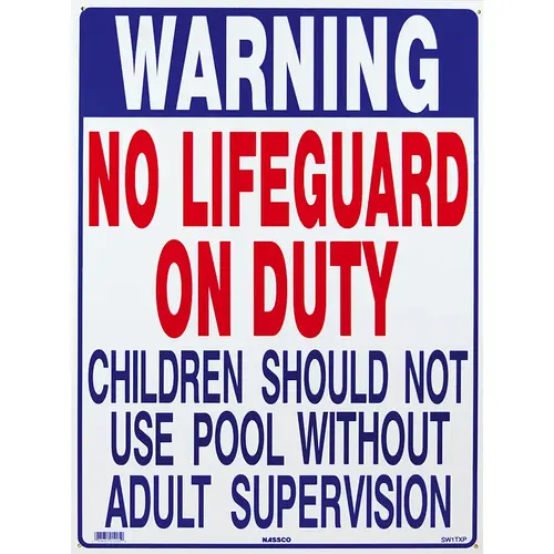 National Stock Sign Co. No Lifeguard On Duty Sign 18" x 24" National Stock Sign Co. No Lifeguard On Duty Sign 18" x 24"