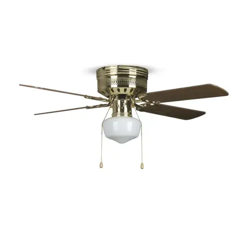 42" 4-Blade Hugger Fan with LED Schoolhouse Light Polished Brass 42" 4-Blade Hugger Fan with LED Schoolhouse Light Polished Brass