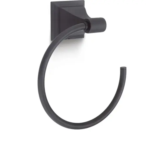 Square Base Euro Style Towel Ring, Matte Black Square Base Euro Style Towel Ring, Matte Black
