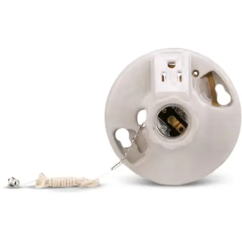 Eaton 660W Porcelain Pull Chain White Ceiling Socket with Receptacle Eaton 660W Porcelain Pull Chain White Ceiling Socket with Receptacle