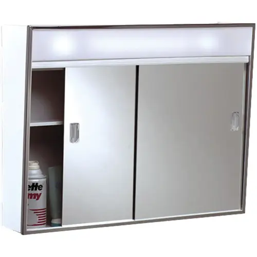 Surface Medicine Cabinet Sliding Mirror with Light 28" x 19" Surface Medicine Cabinet Sliding Mirror with Light 28" x 19"
