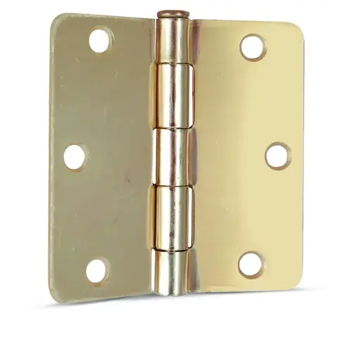 Door Hinge 1/4" Radius Corner 3-1/2" Polished Brass Door Hinge 1/4" Radius Corner 3-1/2" Polished Brass
