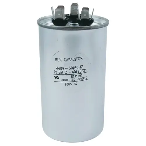 370/440 VAC 70/7.5 MFD Round Dual-Run Capacitor 370/440 VAC 70/7.5 MFD Round Dual-Run Capacitor
