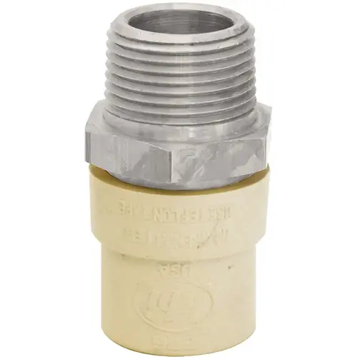 CPVC/Stainless Steel Male Adapter 1/2" Slip x 1/2" MIP CPVC/Stainless Steel Male Adapter 1/2" Slip x 1/2" MIP