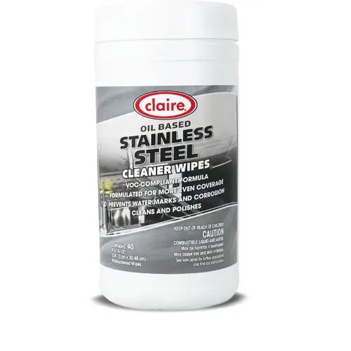 Claire Oil-Based Stainless Steel Cleaner Wipes 40 Wipes Claire Oil-Based Stainless Steel Cleaner Wipes 40 Wipes