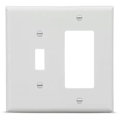 Eaton 2-Gang Midsize White Polycarbonate Combo Toggle/Deco Wall Plate, Pack of 20 Eaton 2-Gang Midsize White Polycarbonate Combo Toggle/Deco Wall Plate, Pack of 20