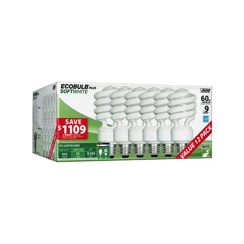 Feit 13W Mini-Twist CFL Bulb 2700K - pack of 12 Feit 13W Mini-Twist CFL Bulb 2700K - pack of 12