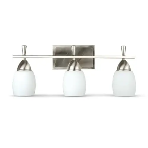 Bristol 3-Light Bright Satin Nickel Vanity Fixture Bristol 3-Light Bright Satin Nickel Vanity Fixture