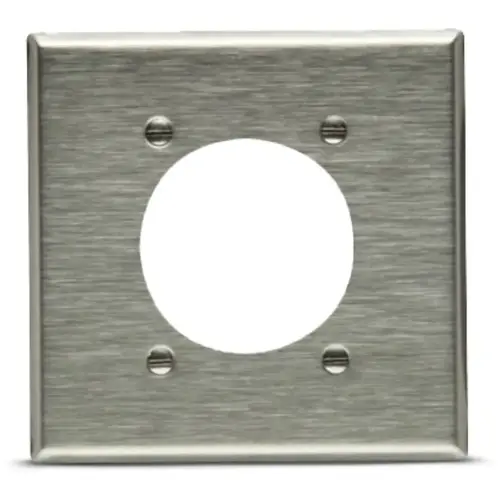 Eaton 2-Gang Standard-Size Stainless Steel Wall Plate with 2.15-in Round Hole Cutout Eaton 2-Gang Standard-Size Stainless Steel Wall Plate with 2.15-in Round Hole Cutout