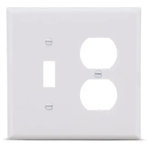 Eaton 2-Gang Midsize White Polycarbonate Combo Toggle/Duplex Wall Plate, Pack of 20 Eaton 2-Gang Midsize White Polycarbonate Combo Toggle/Duplex Wall Plate, Pack of 20