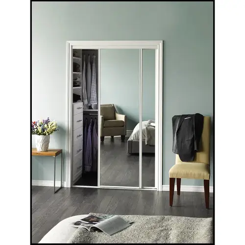 Mirror Bypass Door Bottom Roller White Frame 72" x 80" Mirror Bypass Door Bottom Roller White Frame 72" x 80"
