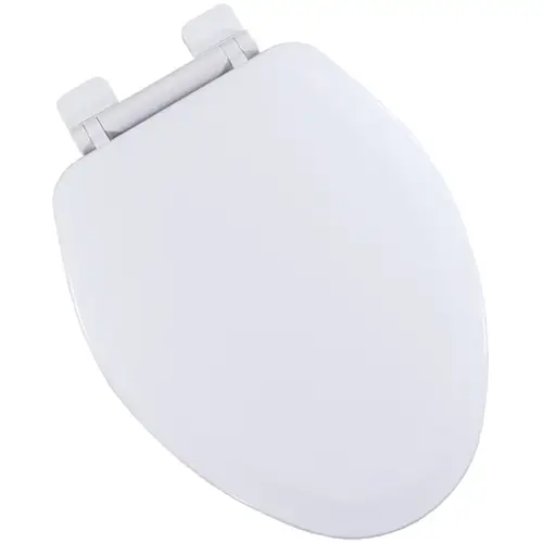 Wood Elongated Slow-Close Toilet Seat White Wood Elongated Slow-Close Toilet Seat White