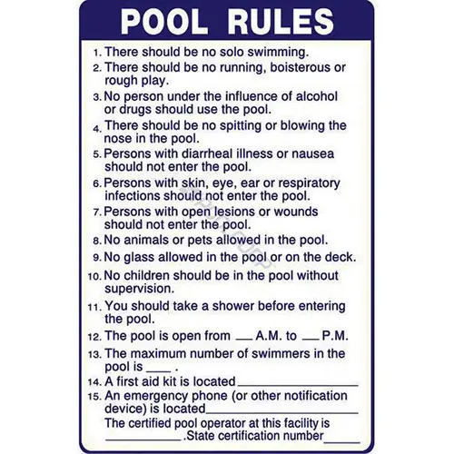 Poolstyle Pool Rules Sign 24" x 36" Poolstyle Pool Rules Sign 24" x 36"