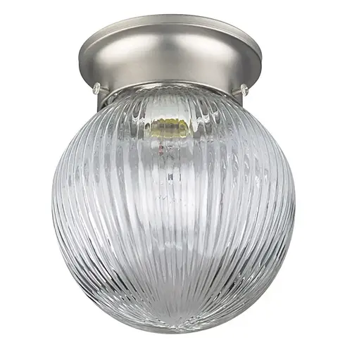 6" Ribbed Glass Globe Ceiling Fixture Satin Nickel 6" Ribbed Glass Globe Ceiling Fixture Satin Nickel