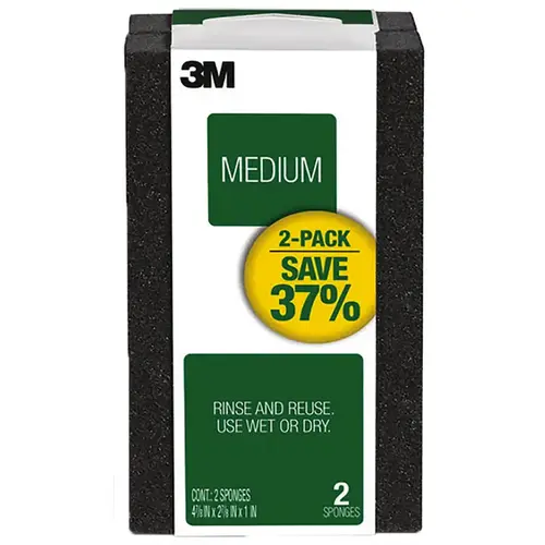 3M All-purpose Sanding Sponge Medium Grit 2/PK - pack of 2 3M All-purpose Sanding Sponge Medium Grit 2/PK - pack of 2