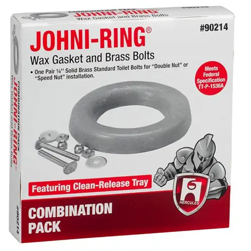 Johni-Ring 3-in - 4-in Standard Toilet Wax Ring with Brass Toilet Bolts Johni-Ring 3-in - 4-in Standard Toilet Wax Ring with Brass Toilet Bolts