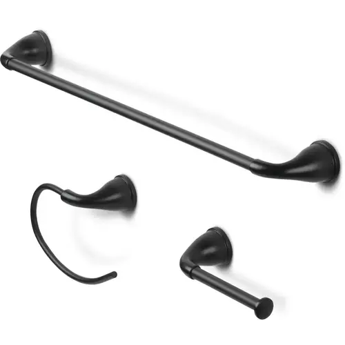 Project Source Dover 3-Piece Matte Black Bath Hardware Set Project Source Dover 3-Piece Matte Black Bath Hardware Set