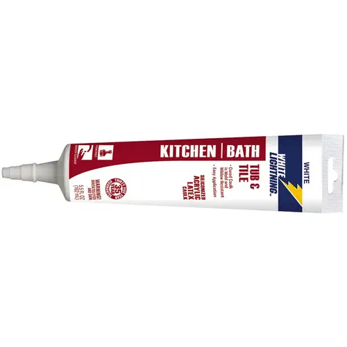 White Lightning Kitchen & Bath Siliconized Latex Caulk 5.5 oz - pack of 12 White Lightning Kitchen & Bath Siliconized Latex Caulk 5.5 oz - pack of 12