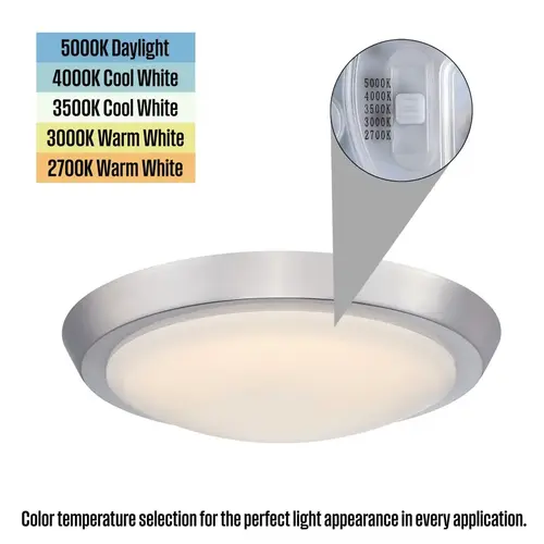 Westinghouse 11-in 23W LED Flush-Mount Ceiling Fixture, CCT-Selectable, Brushed Nickel Westinghouse 11-in 23W LED Flush-Mount Ceiling Fixture, CCT-Selectable, Brushed Nickel