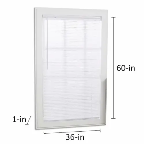 Project Source Cordless 1-in White Vinyl Light Filtering Mini-Blind 36-in x 60-in Project Source Cordless 1-in White Vinyl Light Filtering Mini-Blind 36-in x 60-in