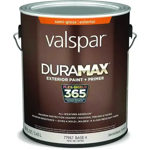 Valspar Duramax Semi-Gloss Base 4 Tintable Latex Exterior Paint + Primer, 1-Gallon Valspar Duramax Semi-Gloss Base 4 Tintable Latex Exterior Paint + Primer, 1-Gallon