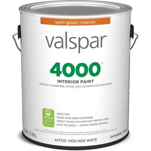 Valspar 4000 Semi-Gloss High-Hiding White Latex Interior Paint, 1-Gallon Valspar 4000 Semi-Gloss High-Hiding White Latex Interior Paint, 1-Gallon